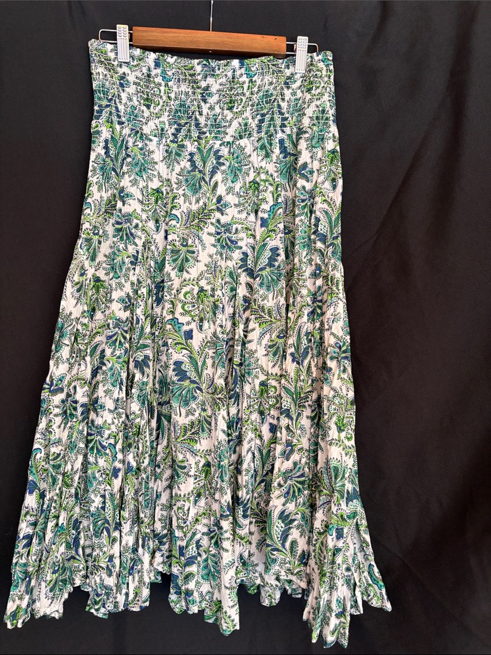 Chelsea & Theodore Blue and Green Paisley Maxi Skirt